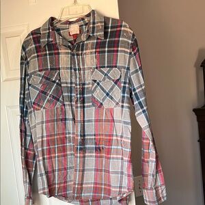 Lazy J tie dye distressed Plaid Shirt